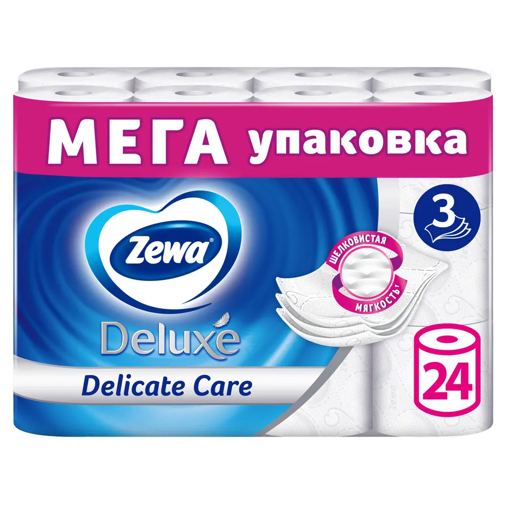 Туалетная бумага Zewa Deluxe Белая, 3 слоя, 24 рулона - фото №2