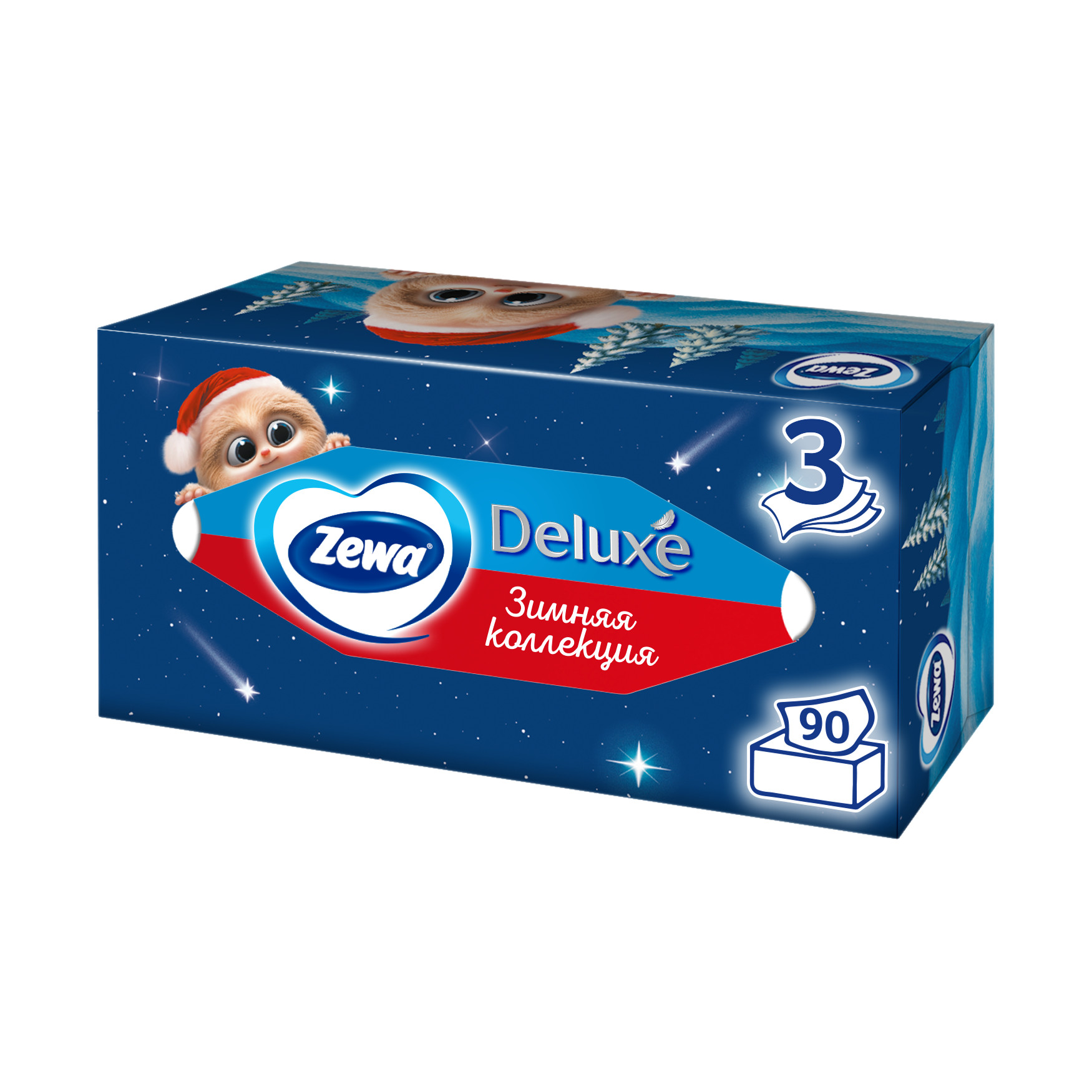 Салфетки бумажные Zewa Deluxe Дизайн, 3 слоя, 90 шт