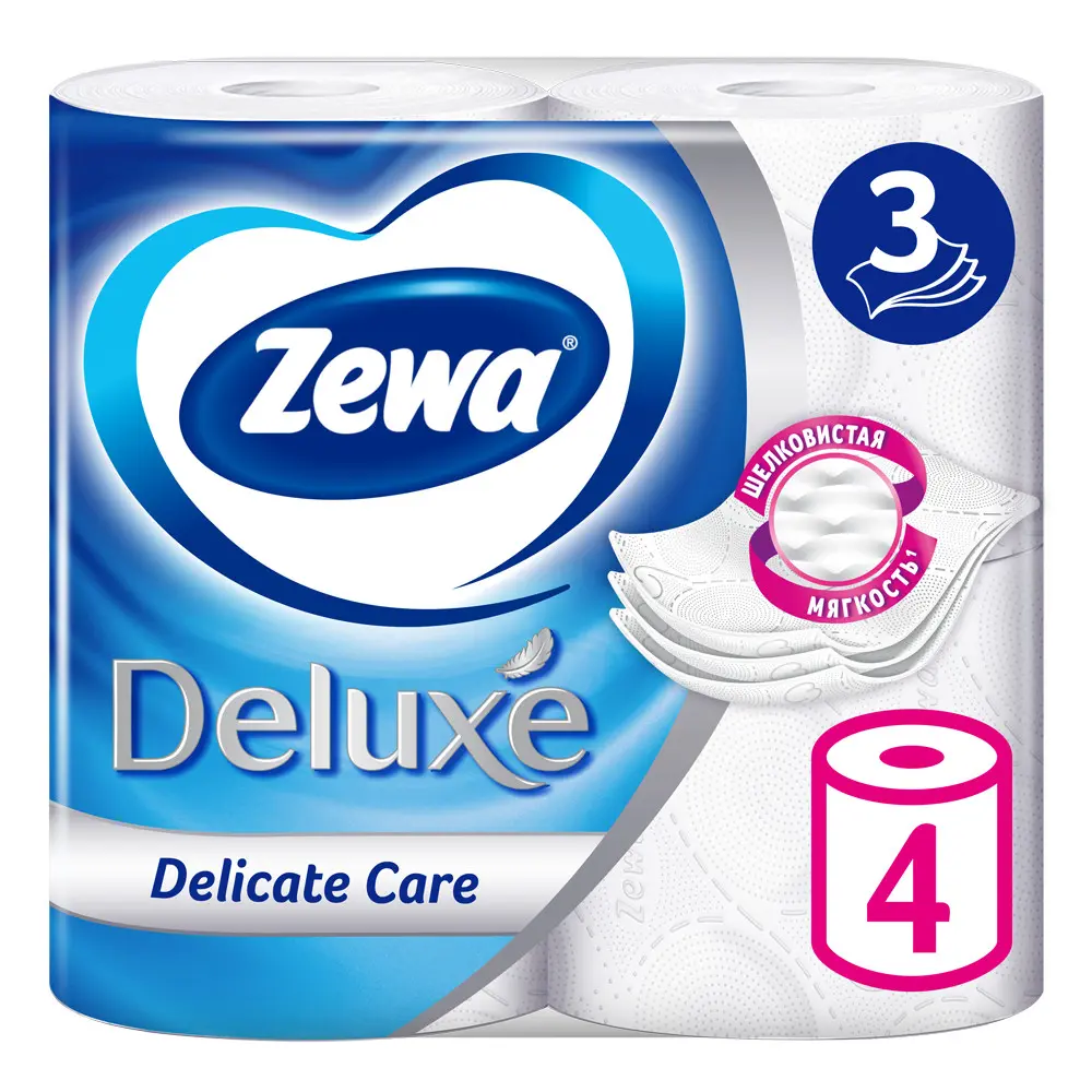 Zewa Deluxe Белая, 3 cлоя, 4 рулона - фото №3