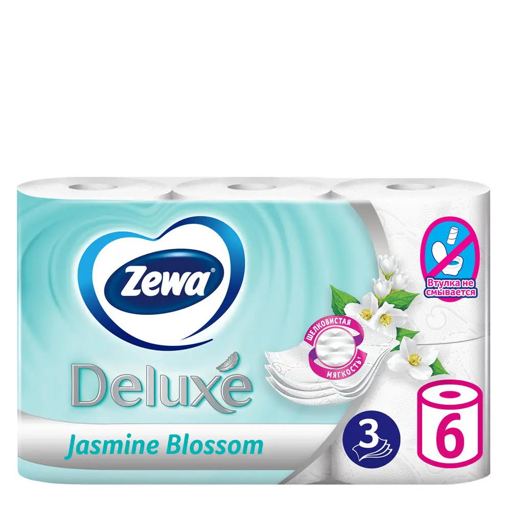 Zewa Deluxe Жасмин, 3 cлоя, 6 рулонов - фото №2