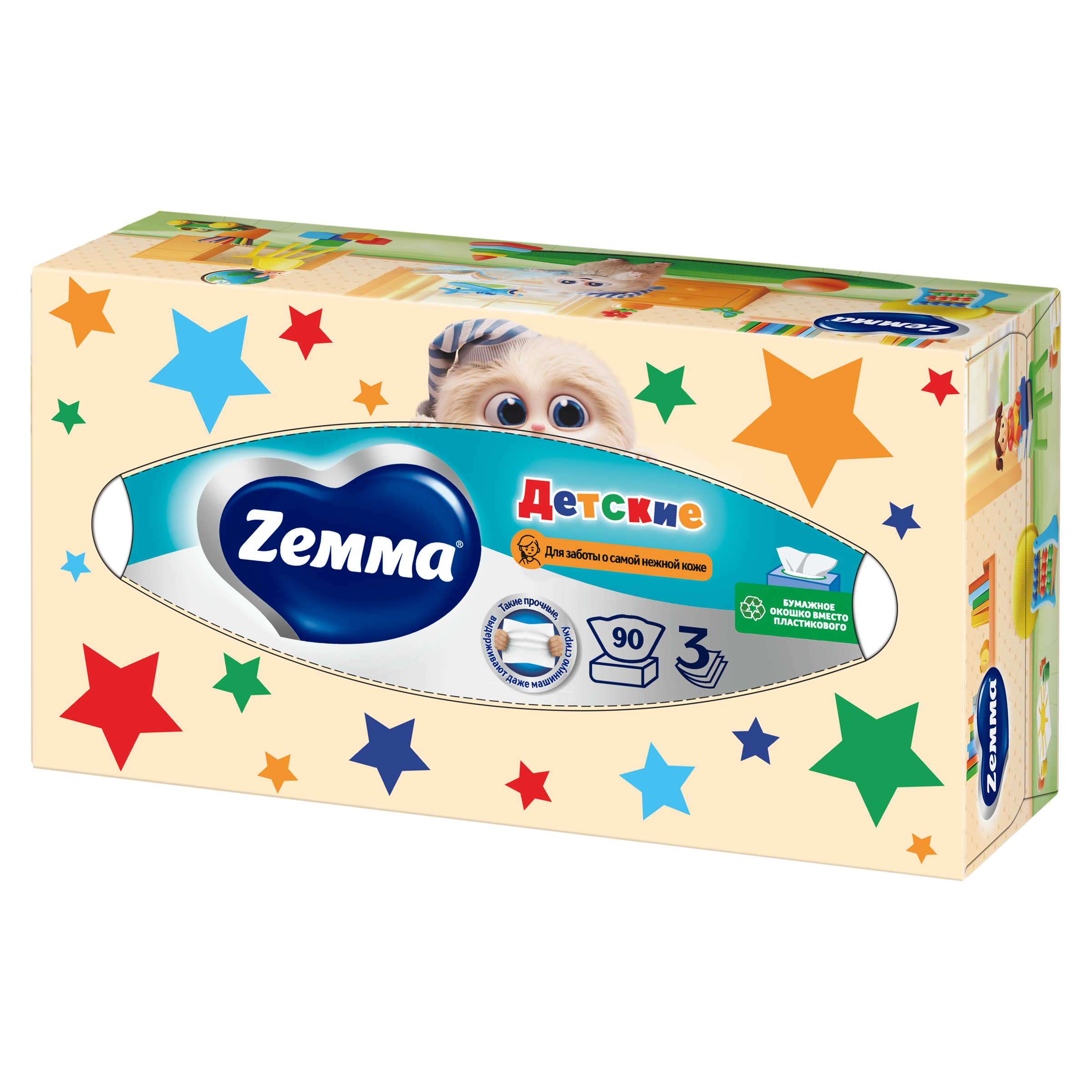 Салфетки бумажные Zemma Kids, 3 слоя, 90 шт.