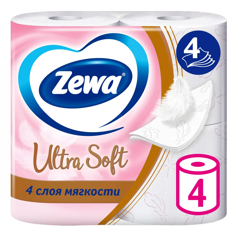 Туалетная бумага Zewa Ultra Soft, 4 слоя, 4 рулона - фото №2